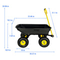 Garden Dump Cart With Steel Frame Outdoor Wagon With 10 Inch Pneumatic Tires, 55L Capacity, Black Black Iron Plastic