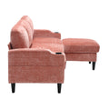 United We Win Sofa For Three, Solid Wood Frame, Chenille Fabric, Side Pocket, With Two Cup Holders, Footstool With Storagestorage Sofa Living Room Sofa Cozy Sectional Sofa Pink Chenille 3 Seat