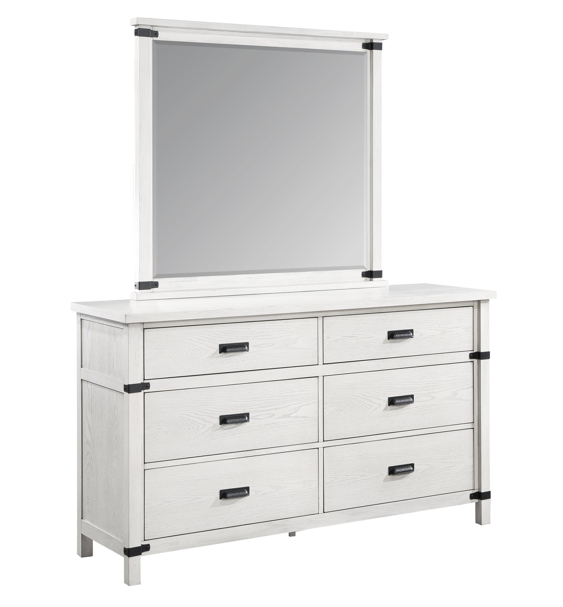 Loretta Modern Style 6 Drawer Dresser Made With Wood In Antique White Antique White White Bedroom Modern Solid Wood Mdf Wood