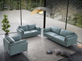 Mesut Chair, Light Blue Top Grain Leather & Black Finish Lv02389 Light Blue Leather