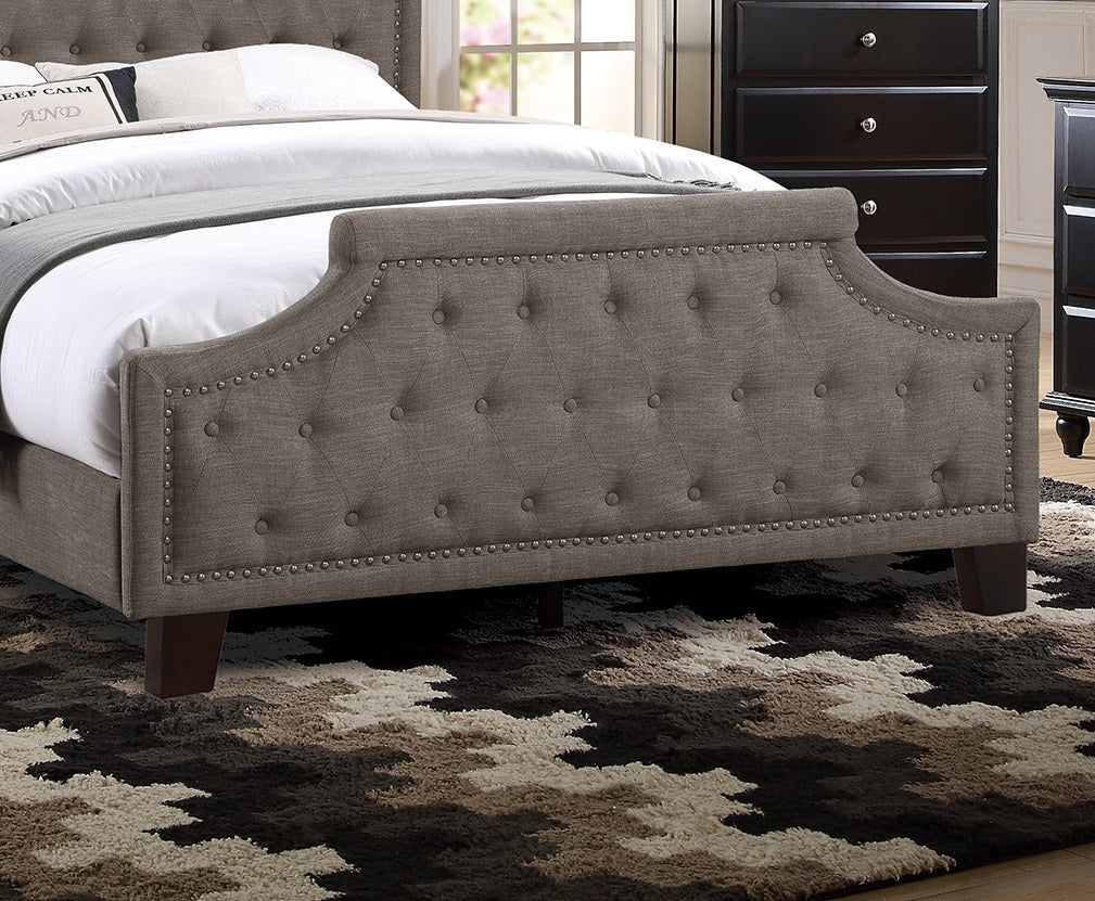 Modern Style Brown Polyfiber American Traditional 1Pcs Full Size Bed Only Button Tufted Headboard Footboard Bedroom Furniture Box Spring Not Required Full Brown Wood Bedroom American Design,Contemporary,Modern Bed Frame Fabric