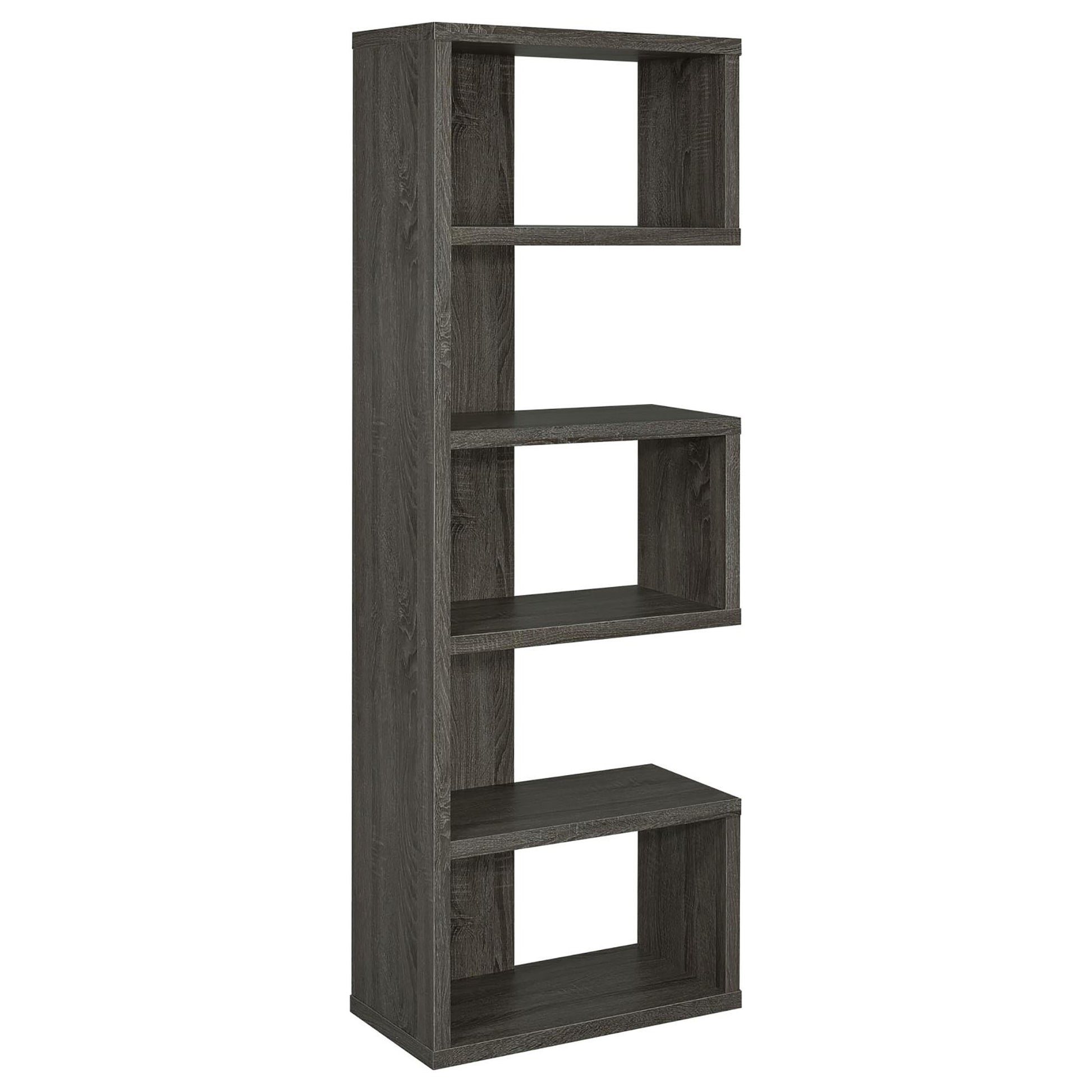 Weathered Grey 5 Shelf Bookcase 5 Grey Gray Standard Horizontal Office Open Back Wood Transitional Wood