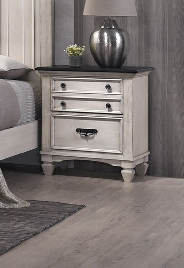 Beautiful Two Tone Finish 1 Pc Nightstand End Table Two Storage Drawers Bedroom Furniture Brown Solid Wood