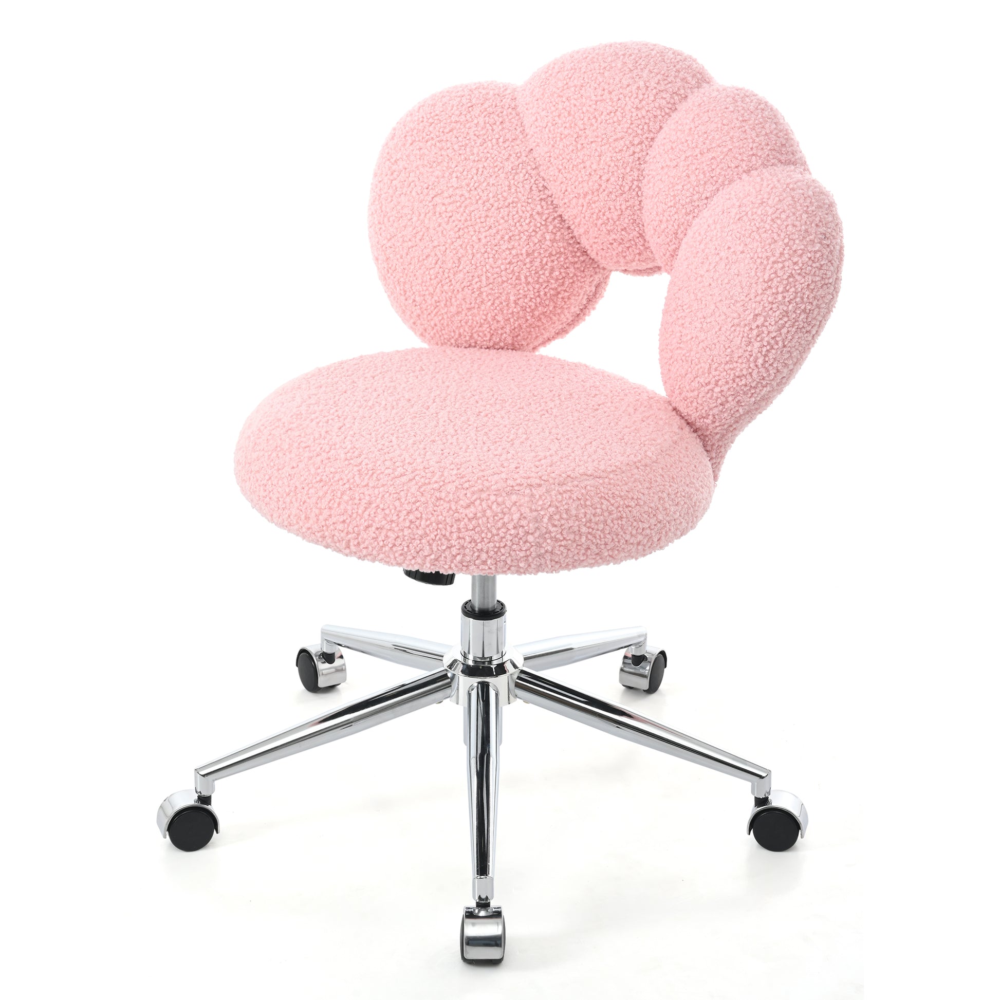 360 Swivel Height Adjustable,Swivel Chair,Teddy Fabric,Home Office Chair Pink Teddy