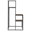 Rustic Brown And Black 4 Tier Display Shelf 4 Black Brown Primary Living Space Open Back Wood Industrial Metal