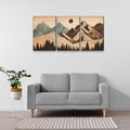 3 Panels Framed Abstract Wood Grain Style Mountain & Forest Canvas Wall Art Decor,3 Pieces Canvas Decoration Painting For Office,Dining Room,Living Room, Bedroom Decor 2030In Thickness 1.5Inch Rectangle Framed Multicolor Oversized 41In Canvas Nature