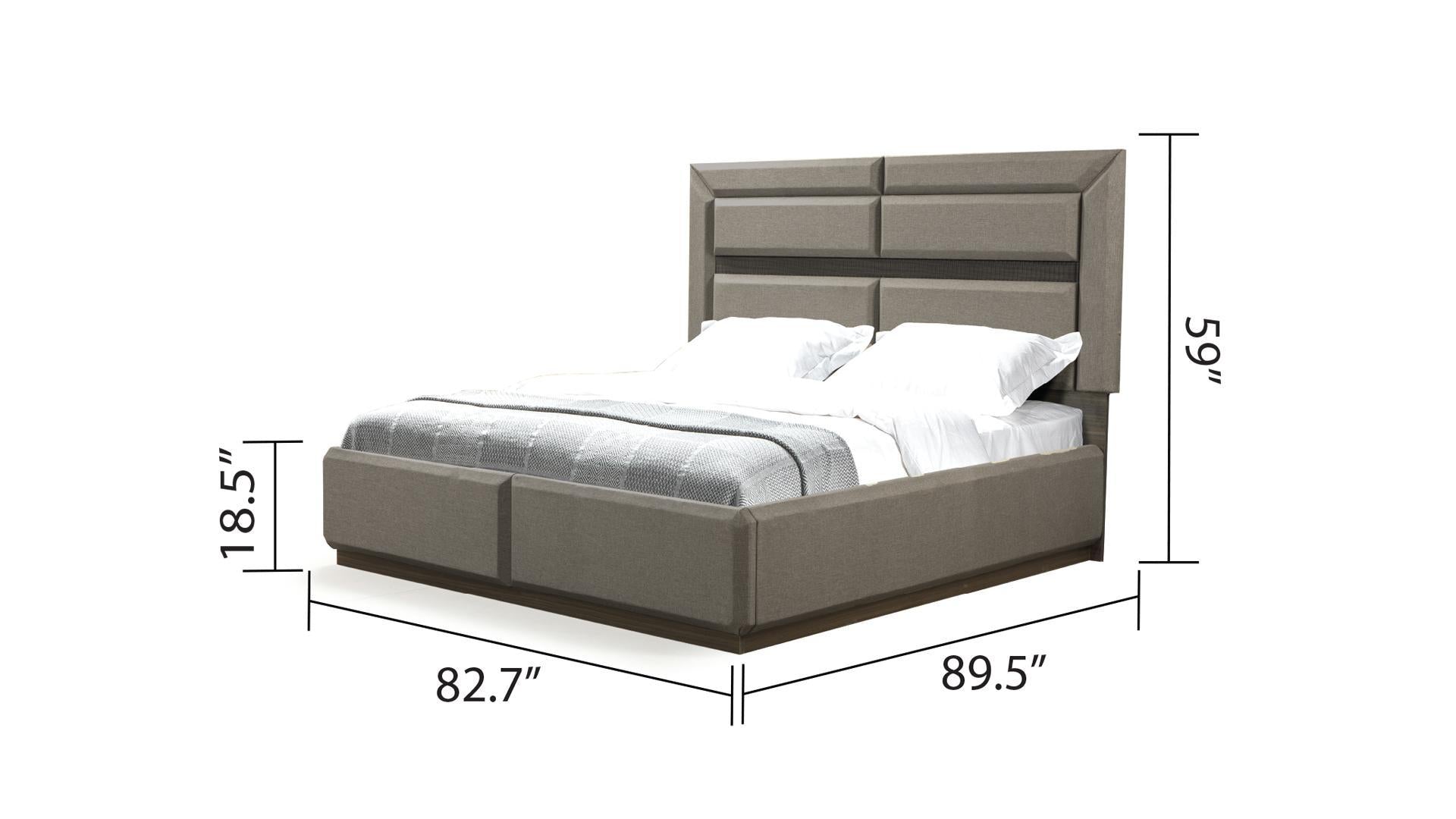 Dunhill Modern Style King Bed Made With Wood In Brown Box Spring Not Required King Brown Wood Brown Bedroom Modern Slat Beds Solid Wood Mdf Wood