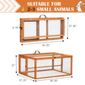 Folding Rabbit Cage, Outdoor Chicken Coop With Run, Wooden Poultry Hutch Playpen, Orange Orange Wood