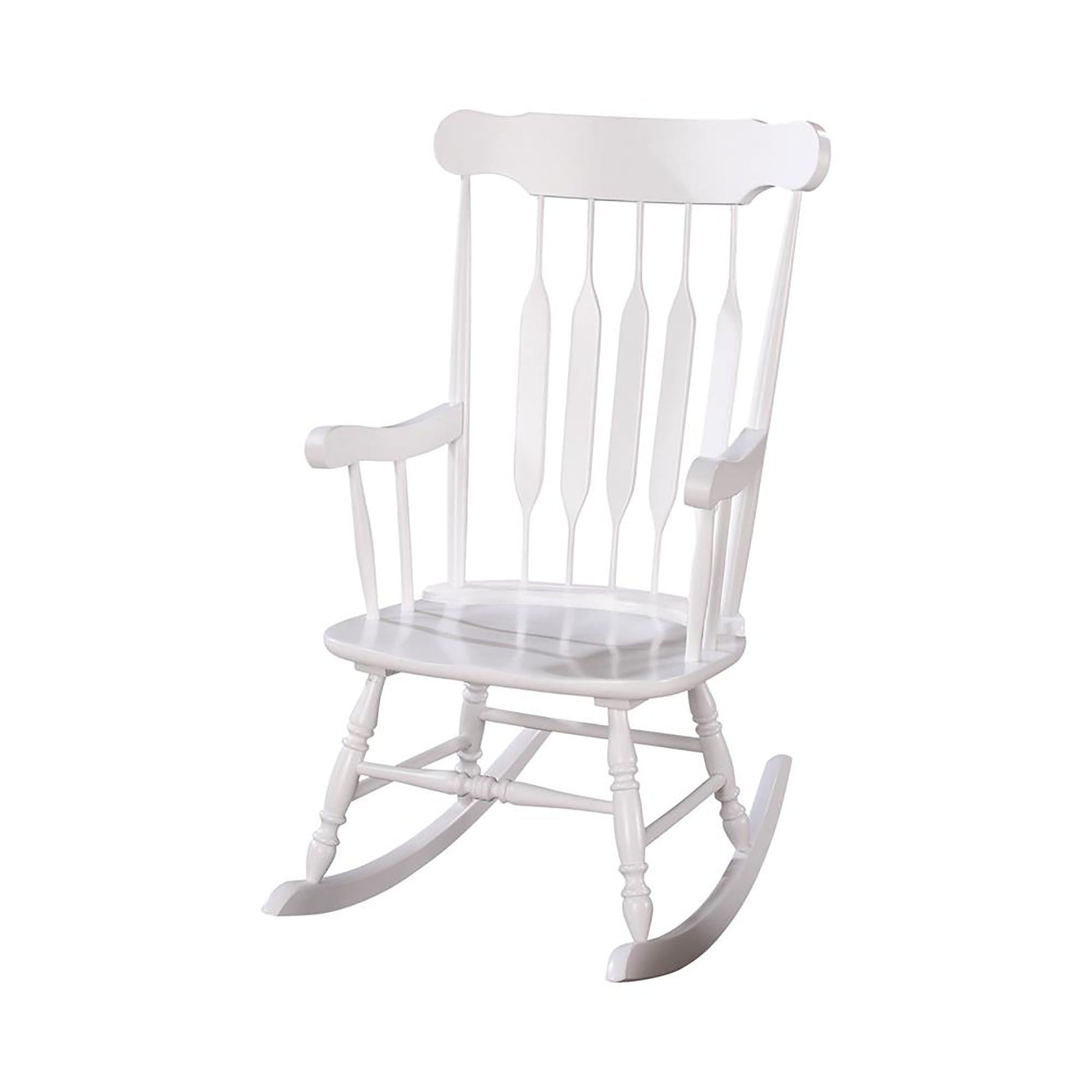 White Slat Back Rocking Chair White White Primary Living Space Traditional Rocking Chairs Rubberwood Arrow Back Wood