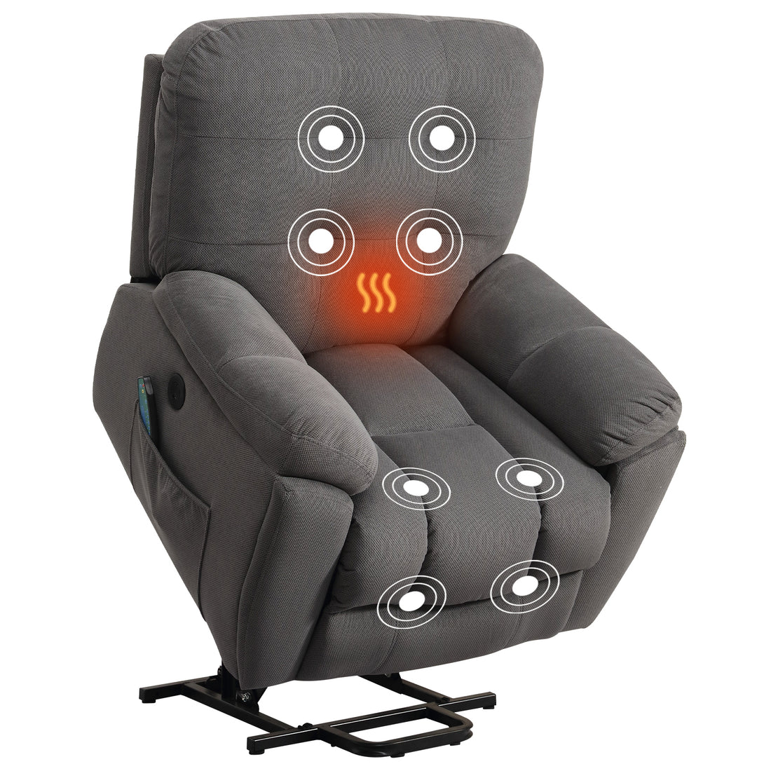 Power Lift Chair With Vibration Massage And Heating Functionrecliner Chair With Usb Charge Port And 2 Hidden Cup Holders Grey A B C Grey Power Push Button Wood Soft Heavy Duty Cotton Wood