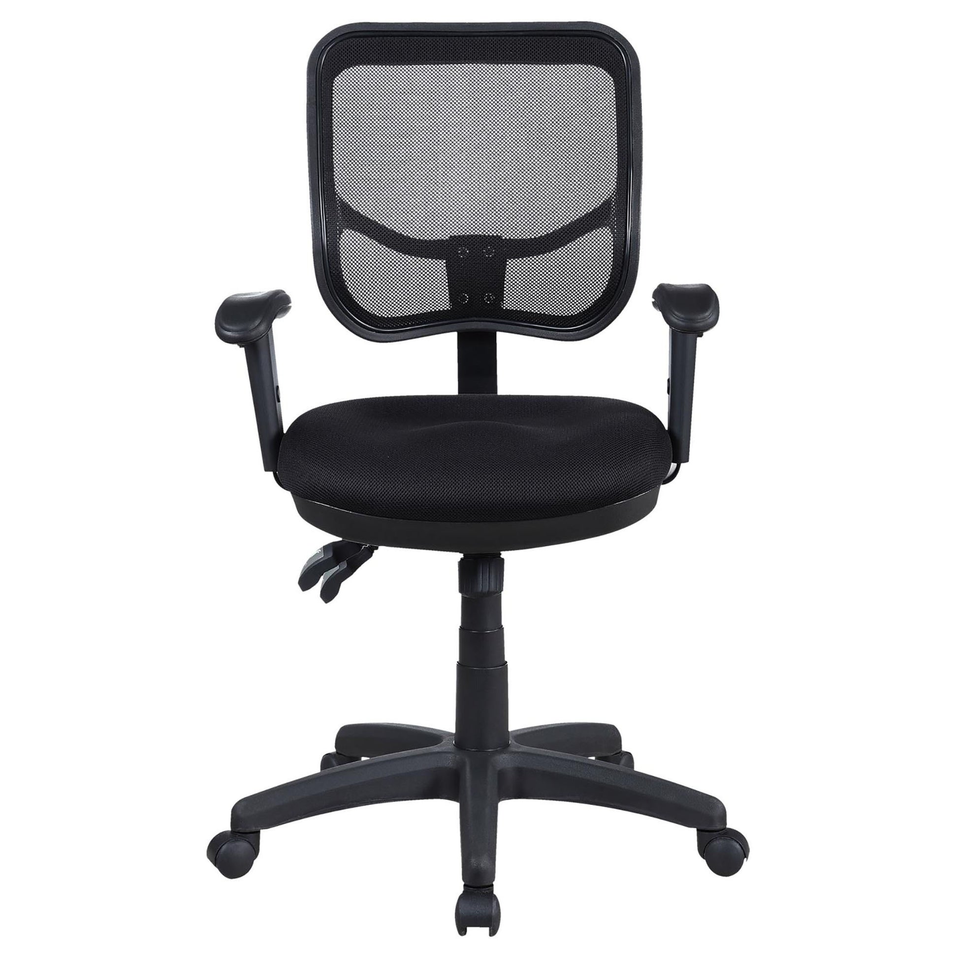 Black Swivel Office Chair With Armrest Black Office Contemporary,Modern Office Chairs Solid Back Foam Adjustable Height Upholstered