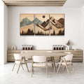 3 Panels Framed Abstract Wood Grain Style Mountain & Forest Canvas Wall Art Decor,3 Pieces Canvas Decoration Painting For Office,Dining Room,Living Room, Bedroom Decor 2030In Thickness 1.5Inch Rectangle Framed Multicolor Oversized 41In Canvas Nature