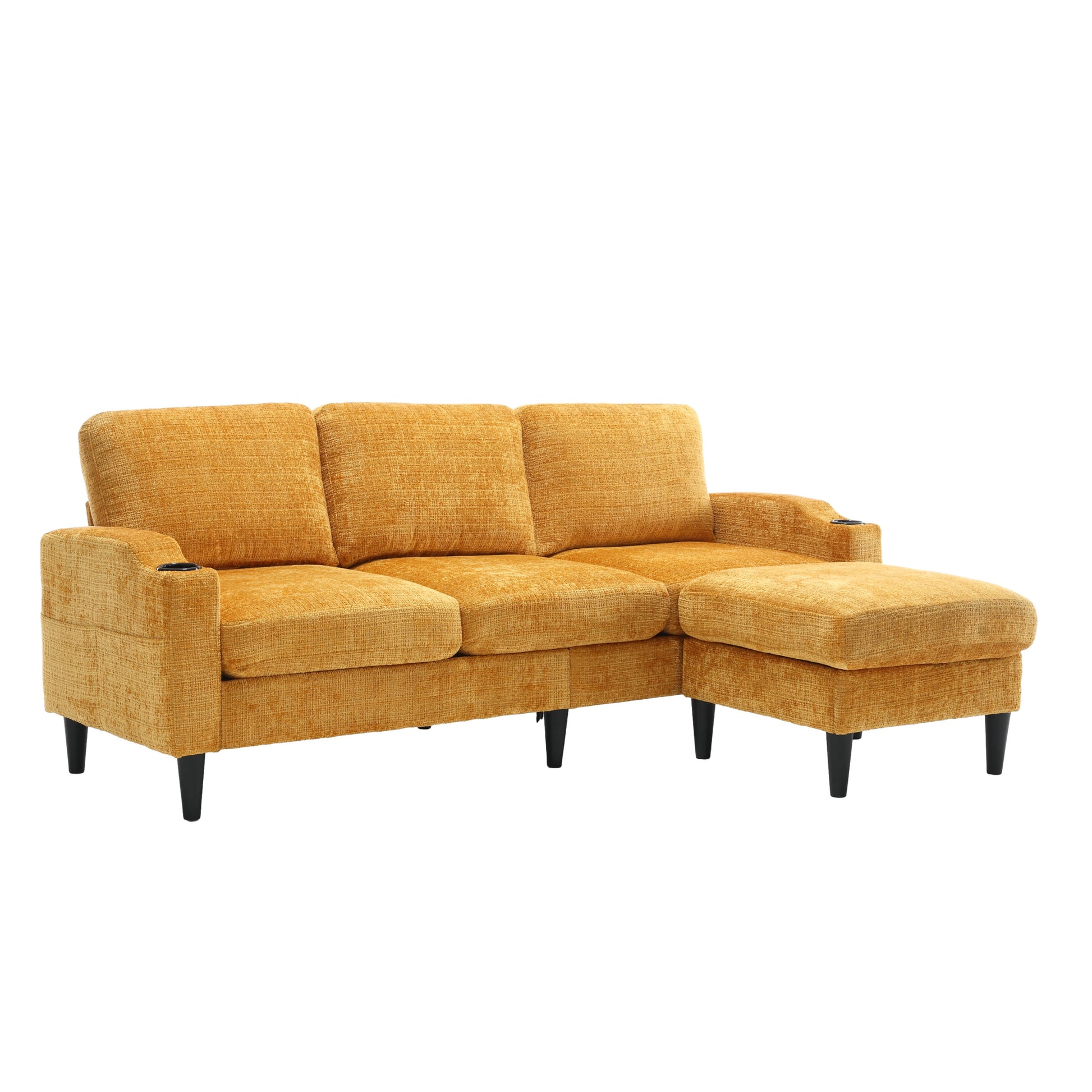 United Storage Sofa Living Room Sofa Cozy Sectional Sofa Yellow Polyester 3 Seat