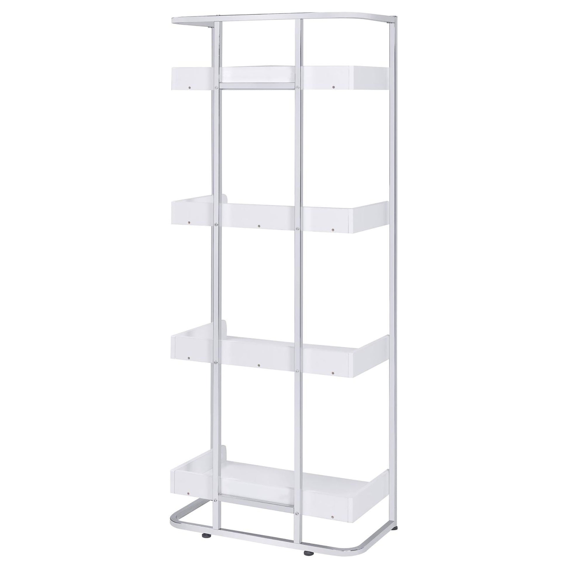 Glossy White 4 Shelf Open Back Bookcase 4 White Standard Horizontal Office Closed Back Wood Contemporary,Modern Wood