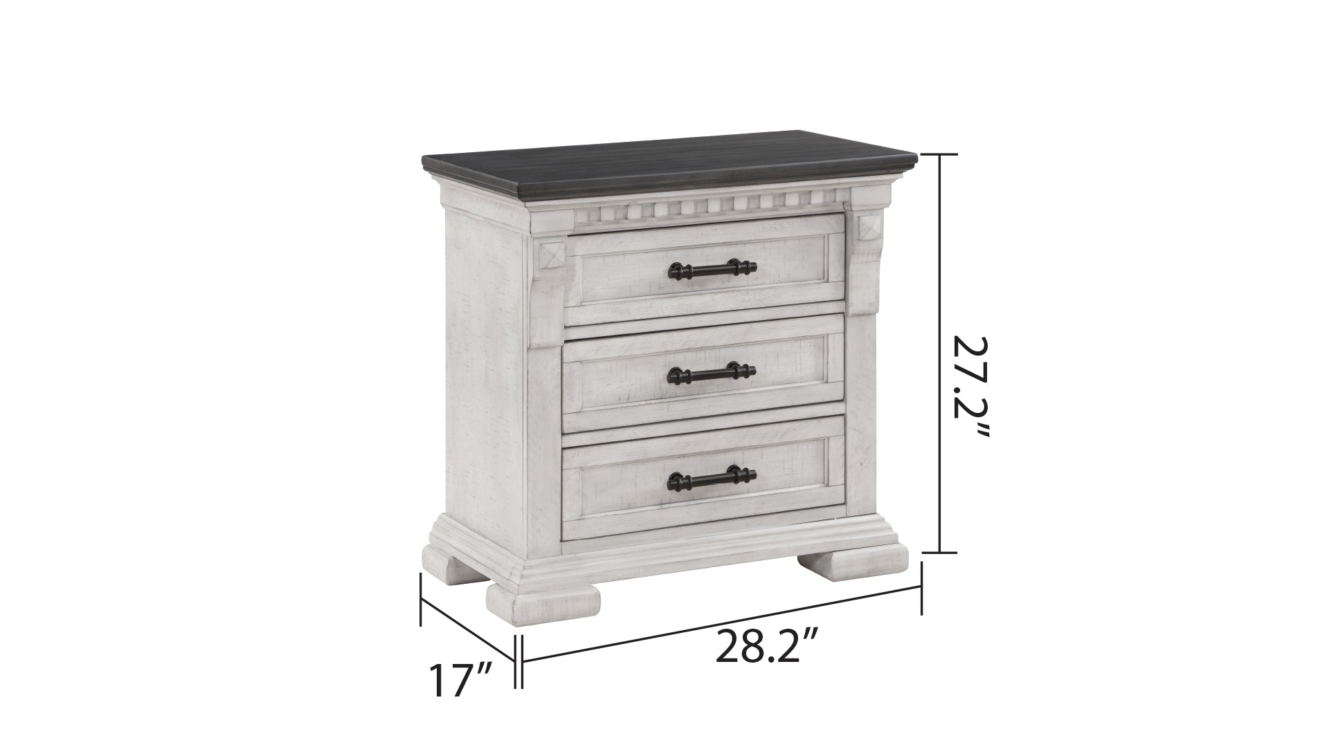 Transitional Style 3 Drawer Night Stand Made With Wood In Antique White Antique White White 3 Drawers Bedroom Bedside Cabinet Transitional Drawers Antique Solid Wood Mdf Wood