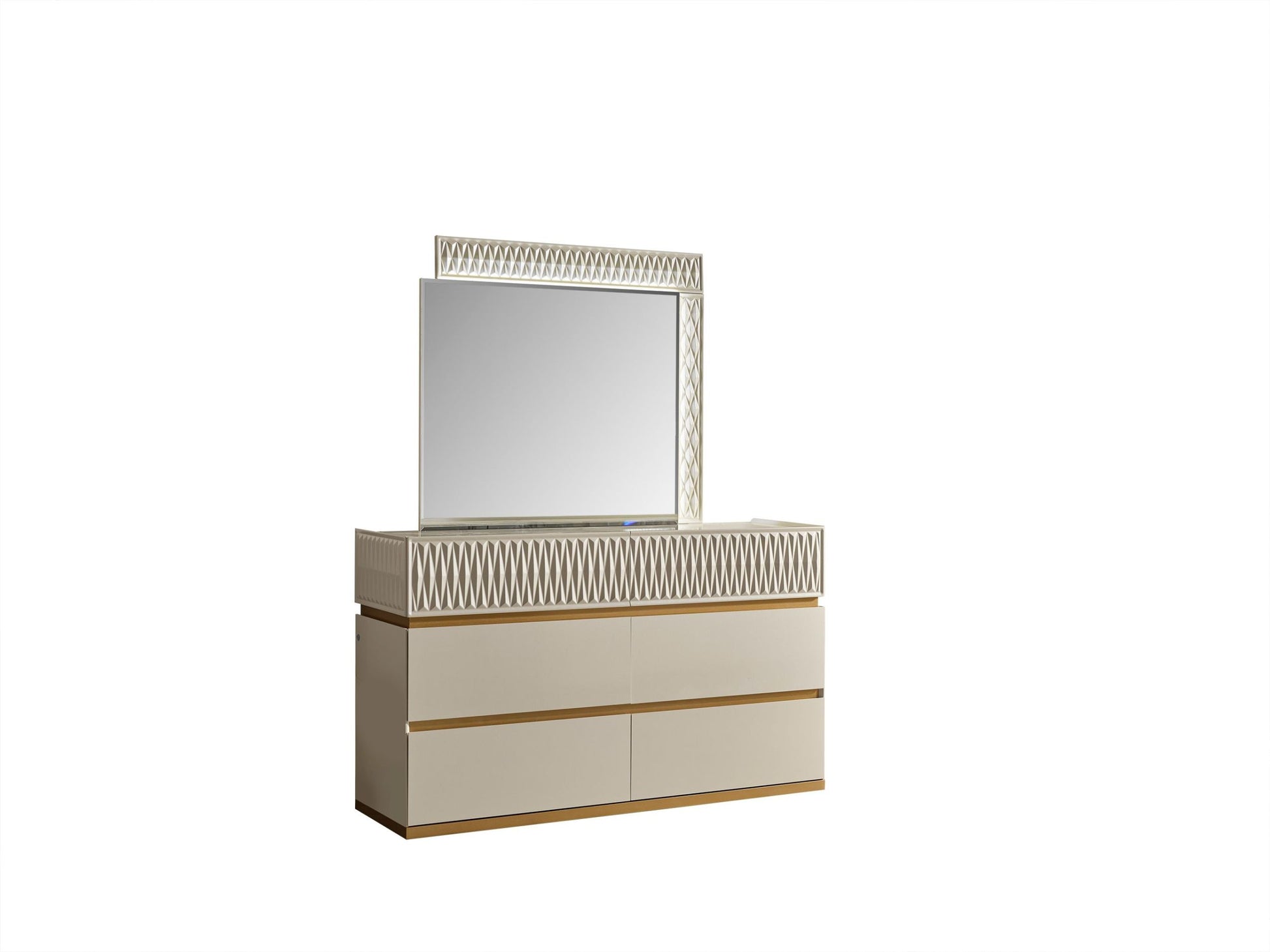 Delfano Modern Style 5 Pc Queen Bedroom Set Made With Wood In Beige Box Spring Not Required Queen Beige Wood 5 Piece Set Bedroom Bed Included,Chest Included,Dresser Included,Mirror Included,Nightstand Included Contemporary,Modern Solid Wood Mdf Velvet