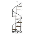 Rustic Brown And Black 8 Shelf Staircase Bookcase 8 Or More Brown Ladder Horizontal Office Open Back Wood Farmhouse,Rustic Metal