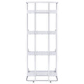 Glossy White 4 Shelf Open Back Bookcase 4 White Standard Horizontal Office Closed Back Wood Contemporary,Modern Wood