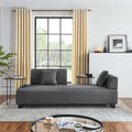 Linen Fabric 3 Seat Sofa With Two End Tables And Two Pillows, Removable Back And Armrest, Morden Style Upholstered 3 Seat Couch For Living Room Grey Linen Wood Medium Soft Loose Back Eucalyptus Square Arms Foam 3 Seat