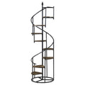 Rustic Brown And Black 8 Shelf Staircase Bookcase 8 Or More Brown Ladder Horizontal Office Open Back Wood Farmhouse,Rustic Metal