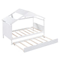 Wood Twin Size House Bed With Trundle And Storage, White Box Spring Not Required Twin White Wood Bedroom Bed Frame Solid Wood Mdf