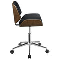 Black And Walnut Swivel Office Chair Solid Black Office Spot Clean Contemporary,Modern Office Chairs Solid Back Foam Adjustable Height Upholstered