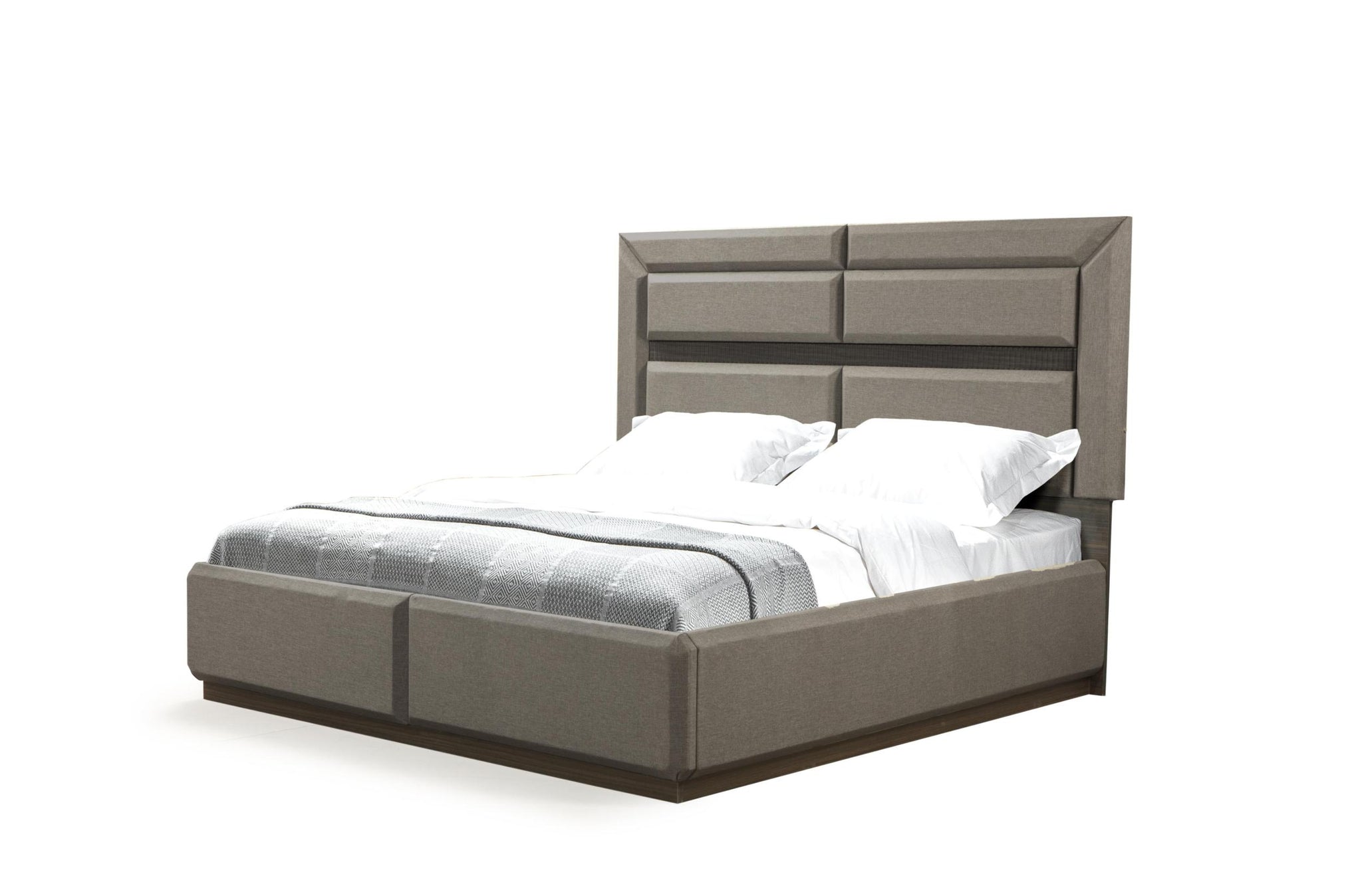 Dunhill Modern Style King Bed Made With Wood In Brown Box Spring Not Required King Brown Wood Brown Bedroom Modern Slat Beds Solid Wood Mdf Wood