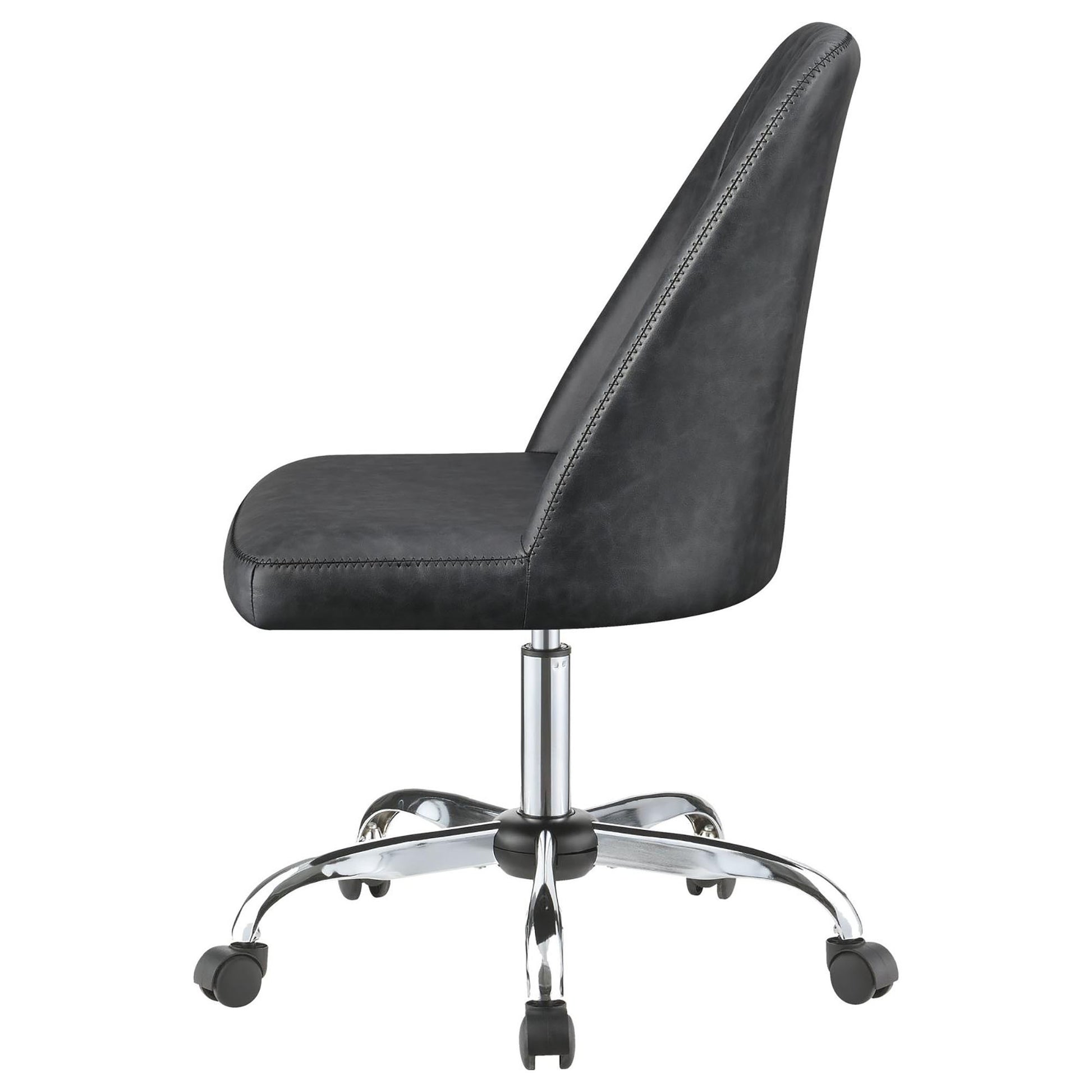 Grey And Chrome Adjustable Desk Chair Grey Office Spot Clean Contemporary,Modern Office Chairs Foam Casters Upholstered