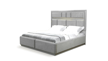 Da Vinci Modern Style King Bed Made With Wood In Gray Box Spring Not Required King Gray Wood Bedroom Contemporary,Modern Bed Frame Solid Wood Mdf Wood