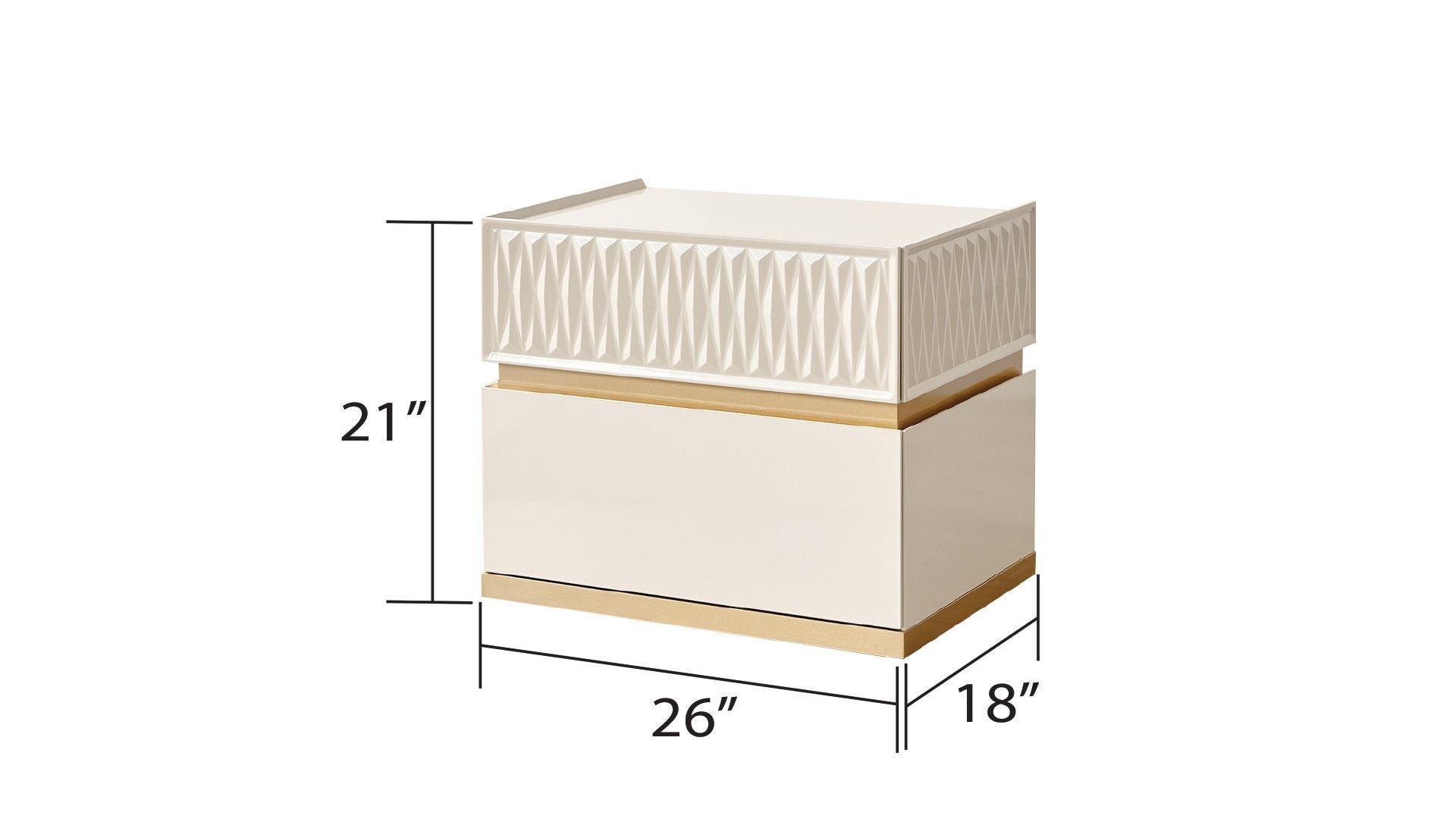 Delfano Modern Style 2 Drawer Night Stand Made With Wood In Beige Beige 2 Drawers Bedroom Bedside Cabinet Contemporary,Modern Drawers Solid Wood Mdf Wood