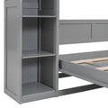 Full Size Murphy Bed Wall Bed With Shelves And Led Lights,Gray Gray Solid Wood Mdf