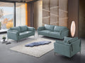 Mesut Sofa, Light Blue Top Grain Leather & Black Finish Lv02387 Light Blue Leather