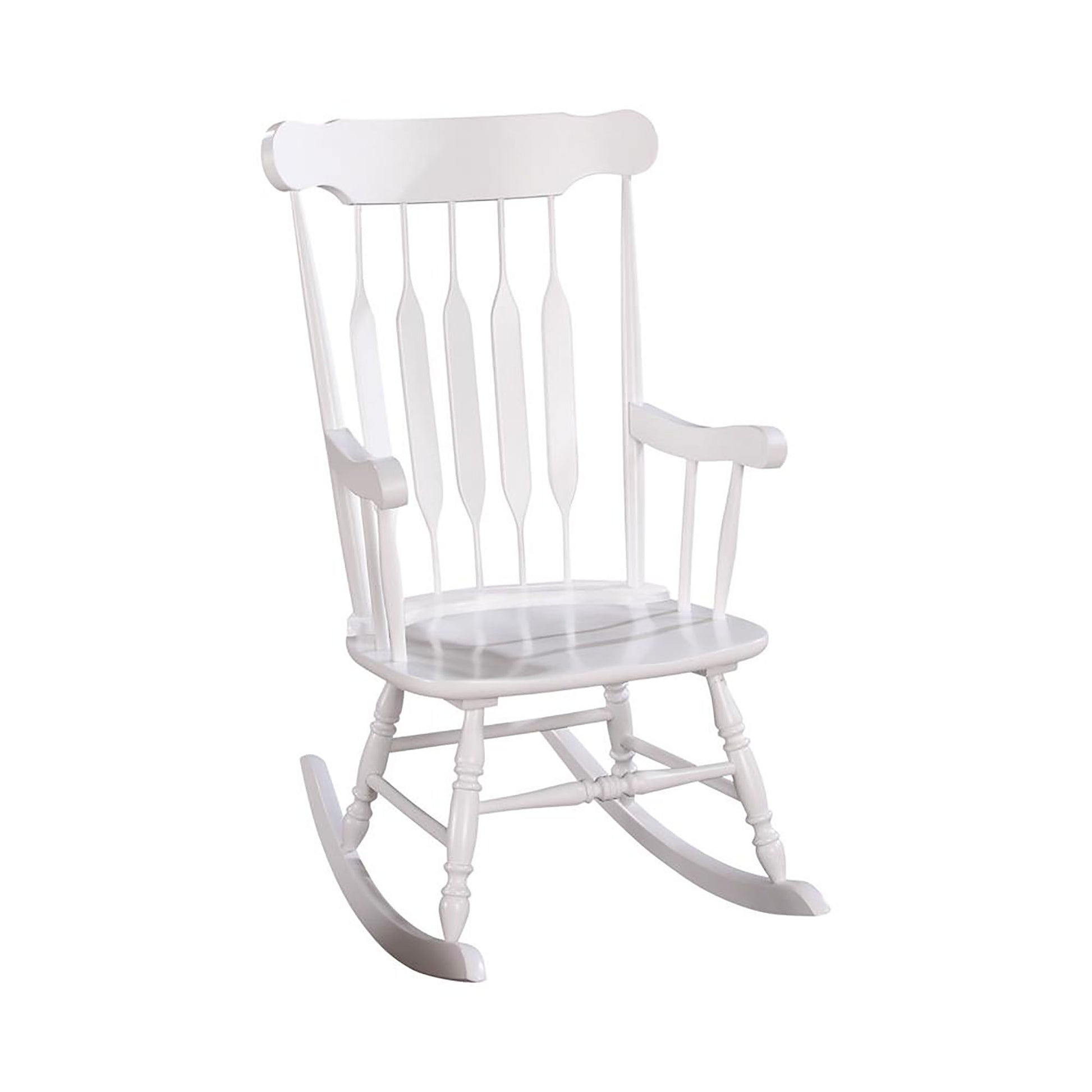 White Slat Back Rocking Chair White White Primary Living Space Traditional Rocking Chairs Rubberwood Arrow Back Wood