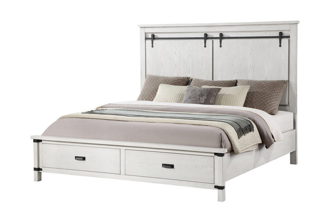 Loretta Modern Style 5 Pc King Bedroom Set Made With Wood In Antique White Box Spring Not Required King Antique White Wood 5 Piece Set Bedroom Bed Included,Chest Included,Dresser Included,Mirror Included,Nightstand Included Modern Solid Wood Mdf Wood