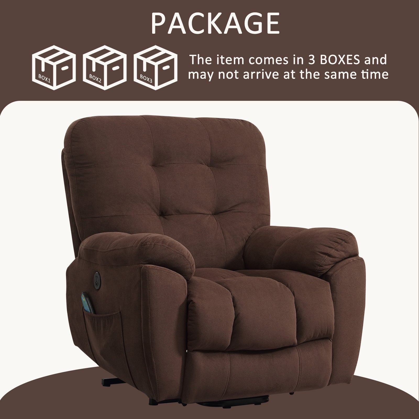 Power Lift Chair With Vibration Massage And Heating Functionrecliner Chair With Usb Charge Port And 2 Hidden Cup Holders Brownness A B C Brown Power Push Button Wood Soft Heavy Duty Cotton Wood