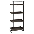 Dark Oak And Sandy Black 4 Shelf Open Back Bookcase 4 Black Standard Horizontal Office Open Back Wood Industrial Wood