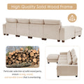 Modern Large L Shape Feather Filled Sectional Sofa, Convertible Sofa Couch With Reversible Chaise For Living Room Beige Chenille 5 Seat
