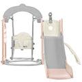 Toddler Slide And Swing Set 5 In 1, Kids Playground Climber Slide Playset With Telescope, Freestanding Combination For Babies Indoor & Outdoor Pink Grey Hdpe