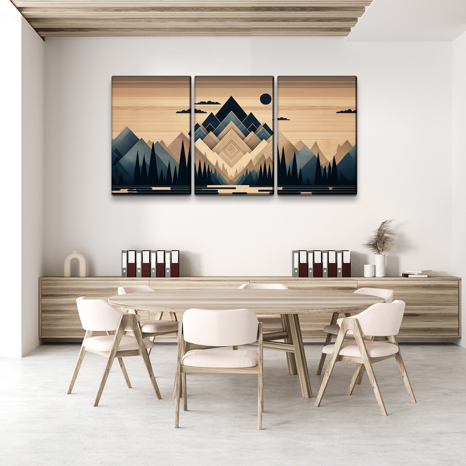 3 Panels Framed Abstract Wood Grain Boho Style Mountain & Forest Canvas Wall Art Decor,3 Pieces Mordern Canvas Decoration Painting For Office,Dining Room,Living Room, Bedroom Decor Ready To Hang Rectangle Framed Multicolor Oversized 41In Canvas Nature