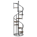 Rustic Brown And Black 8 Shelf Staircase Bookcase 8 Or More Brown Ladder Horizontal Office Open Back Wood Farmhouse,Rustic Metal