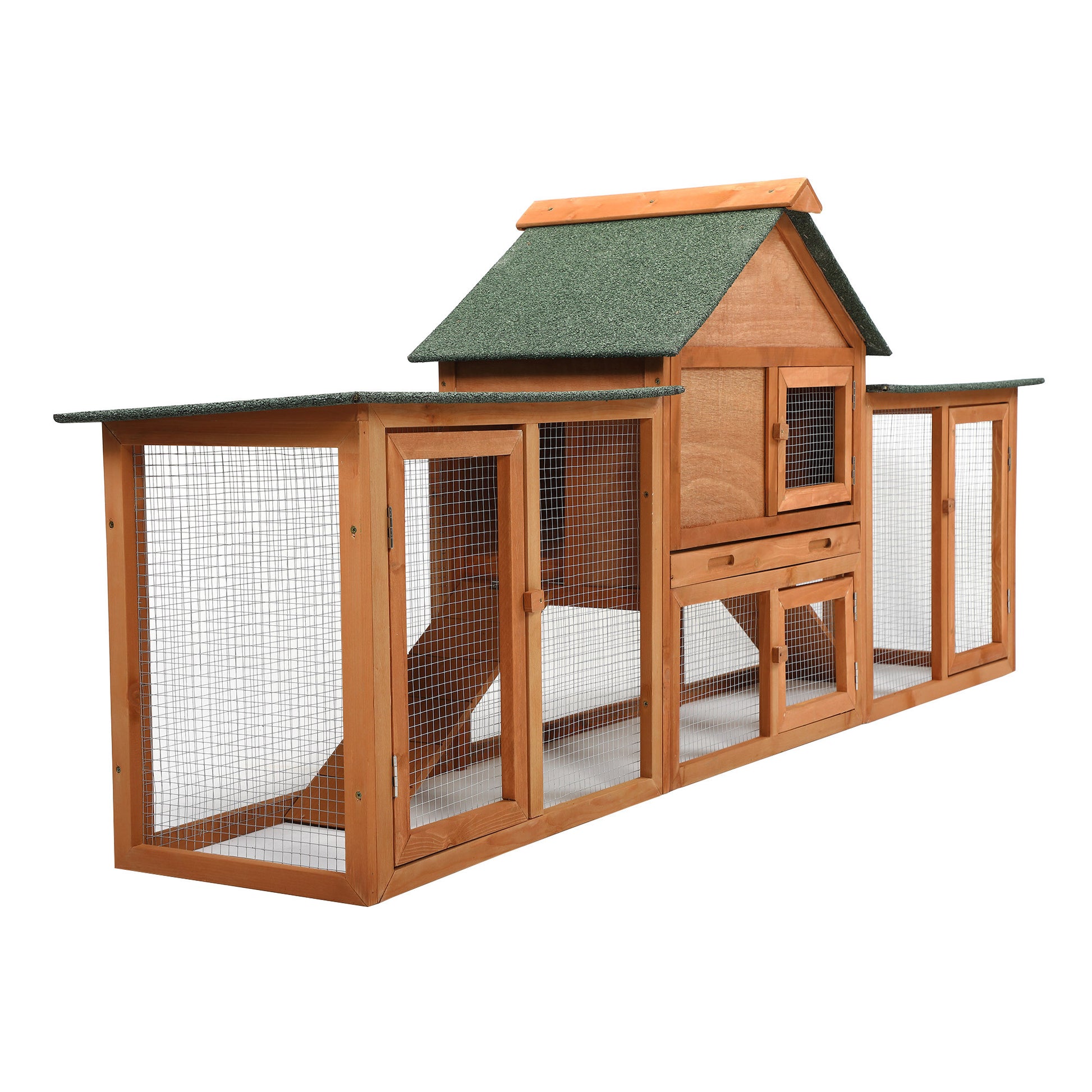 Large Wooden Rabbit Hutch Indoor And Outdoor Bunny Cage With A Tray And Runs For Small Animals, Orange Orange Wood