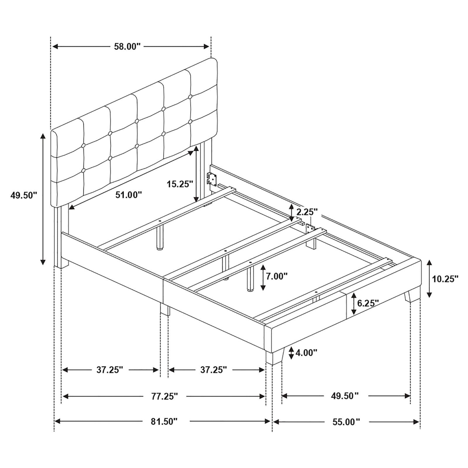 Grey Tufted Full Panel Bed Box Spring Required Full Grey Wood Bedroom Transitional Panel Foam Upholstered