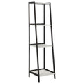 Grey Stone And Black Ladder Bookcase 4 Shelf 4 Grey Standard Horizontal Office Open Back Wood Industrial Metal