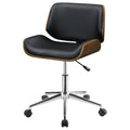 Black And Walnut Swivel Office Chair Solid Black Office Spot Clean Contemporary,Modern Office Chairs Solid Back Foam Adjustable Height Upholstered