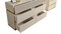 Delfano Modern Style 6 Drawer Dresser Made With Wood In Beige Beige Bedroom Contemporary,Modern Solid Wood Mdf Wood