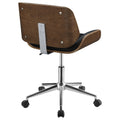 Black And Walnut Swivel Office Chair Solid Black Office Spot Clean Contemporary,Modern Office Chairs Solid Back Foam Adjustable Height Upholstered