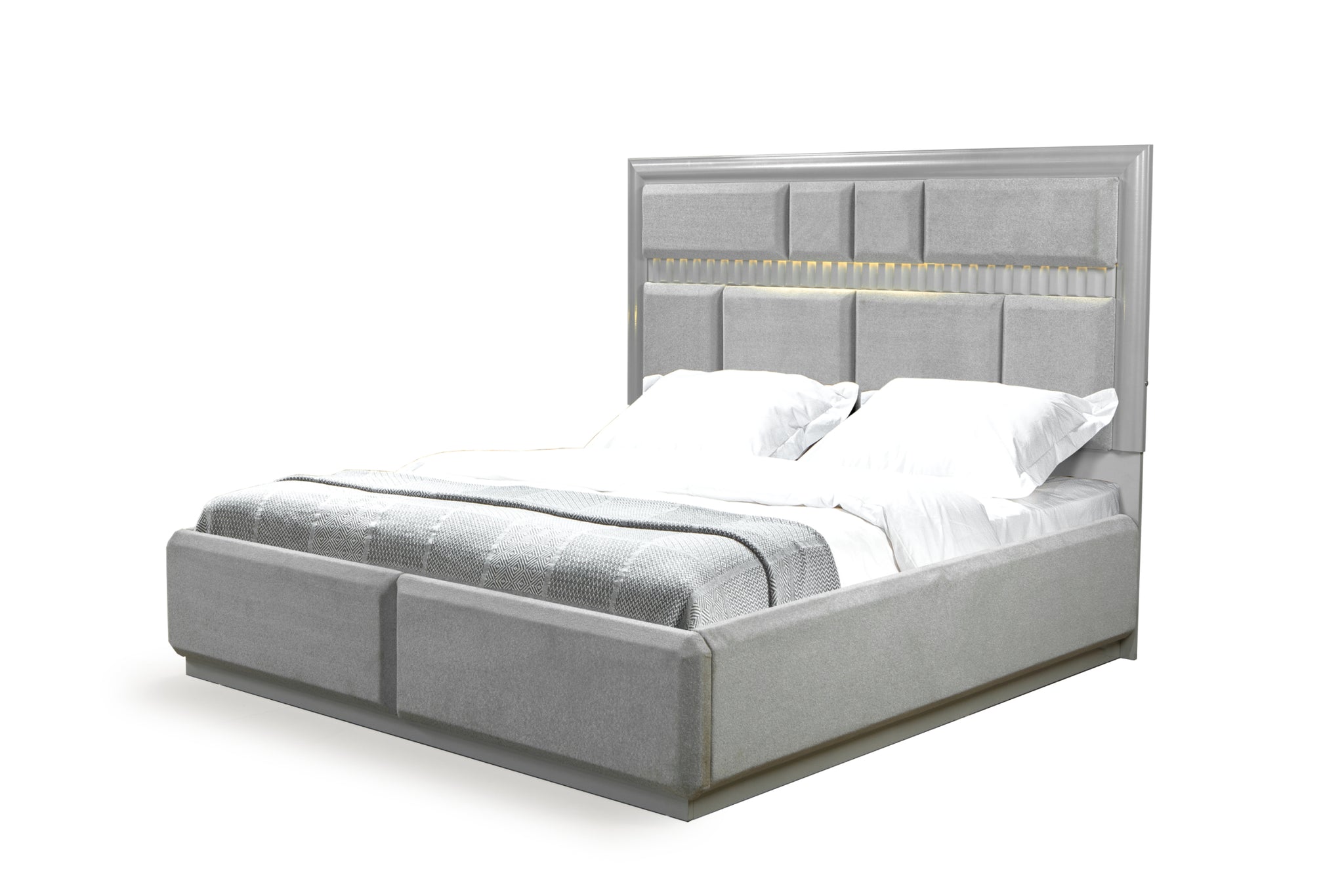 Da Vinci Modern Style Queen Bed Made With Wood In Gray Box Spring Not Required Queen Gray Wood Bedroom Contemporary,Modern Slat Beds Solid Wood Mdf Wood