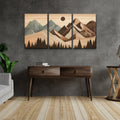 3 Panels Framed Abstract Wood Grain Style Mountain & Forest Canvas Wall Art Decor,3 Pieces Canvas Decoration Painting For Office,Dining Room,Living Room, Bedroom Decor 1218In Thickness 1.5Inch Rectangle Framed Multicolor Oversized 41In Canvas Nature
