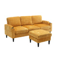 United Storage Sofa Living Room Sofa Cozy Sectional Sofa Yellow Polyester 3 Seat