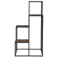 Rustic Brown And Black 4 Tier Display Shelf 4 Black Brown Primary Living Space Open Back Wood Industrial Metal